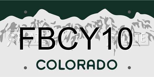 FBCY10 Colorado License Plate