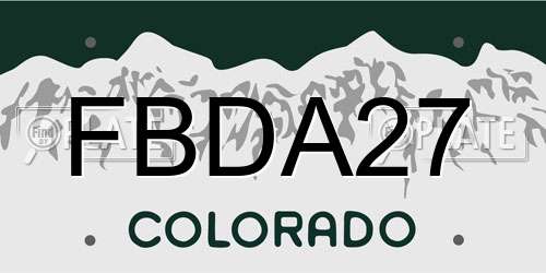 FBDA27 Colorado License Plate