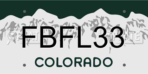 FBFL33 Colorado License Plate