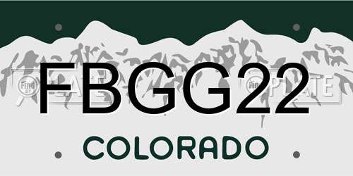 FBGG22 Colorado License Plate