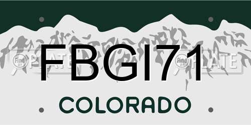FBGI71 Colorado License Plate