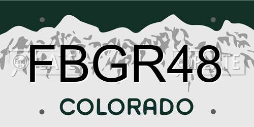 FBGR48 Colorado License Plate