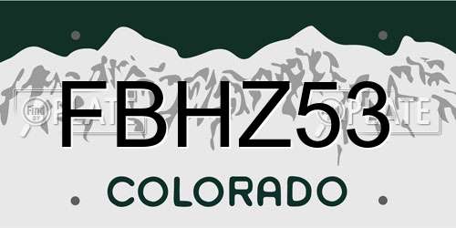 FBHZ53 Colorado License Plate