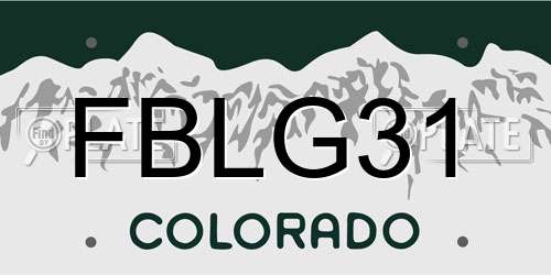 FBLG31 Colorado License Plate