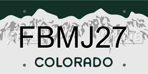 FBMJ27 Colorado License Plate