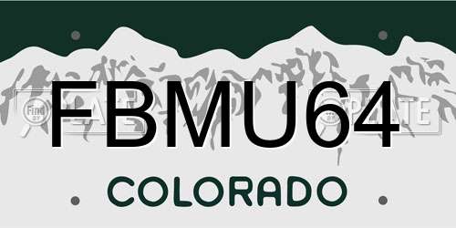 FBMU64 Colorado License Plate