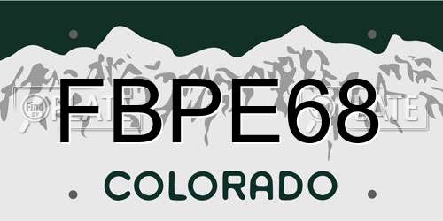 FBPE68 Colorado License Plate