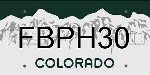 FBPH30 Colorado License Plate