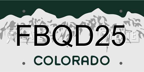 FBQD25 Colorado License Plate