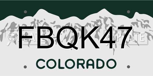 FBQK47 Colorado License Plate