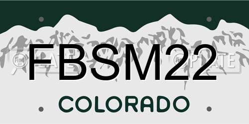 FBSM22 Colorado License Plate
