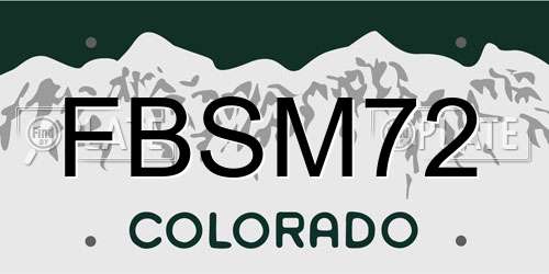 FBSM72 Colorado License Plate
