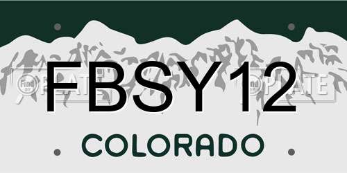 FBSY12 Colorado License Plate