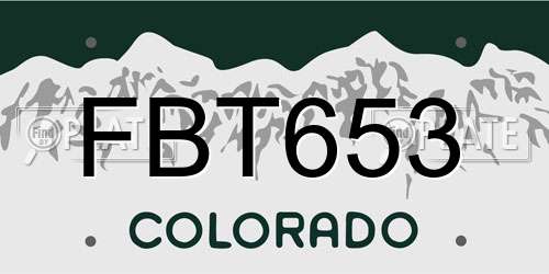 FBT653 Colorado License Plate