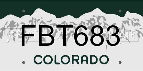 FBT683 Colorado License Plate