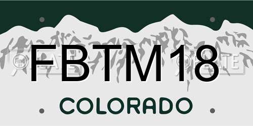 FBTM18 Colorado License Plate