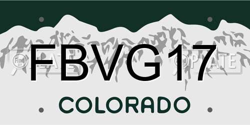 FBVG17 Colorado License Plate