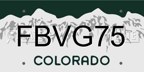 FBVG75 Colorado License Plate