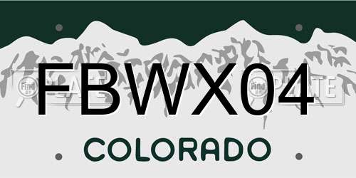 FBWX04 Colorado License Plate