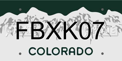 FBXK07 Colorado License Plate