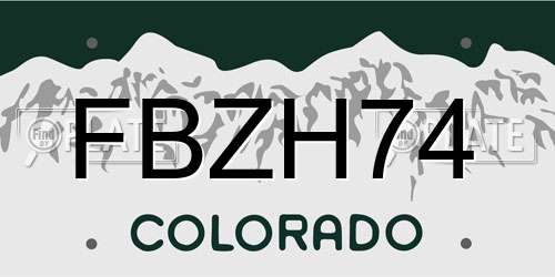 FBZH74 Colorado License Plate