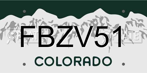 FBZV51 Colorado License Plate