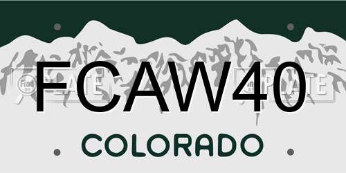 FCAW40 Colorado License Plate