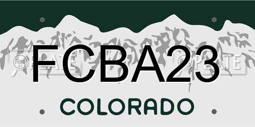 FCBA23 Colorado License Plate