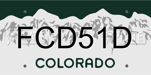 FCD51D Colorado License Plate