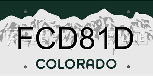 FCD81D Colorado License Plate