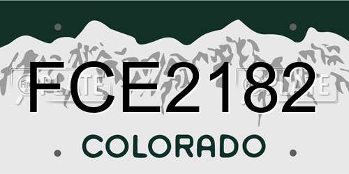 FCE2182 Colorado License Plate