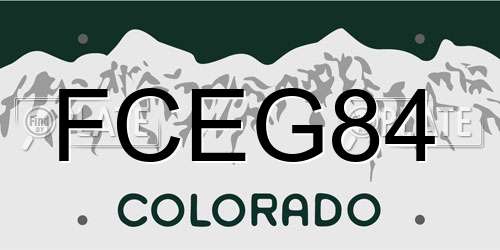 FCEG84 Colorado License Plate