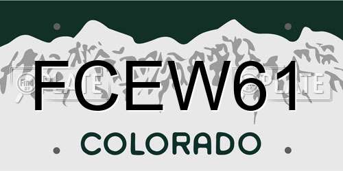 FCEW61 Colorado License Plate