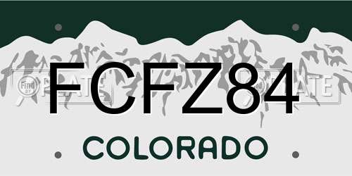 FCFZ84 Colorado License Plate