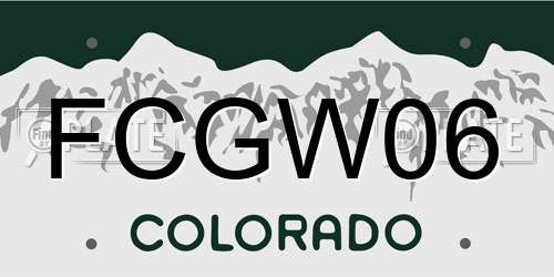 FCGW06 Colorado License Plate