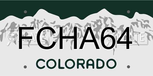 FCHA64 Colorado License Plate