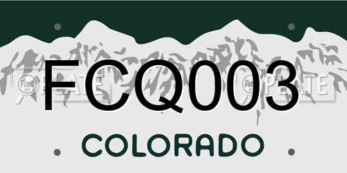 FCQ003 Colorado License Plate
