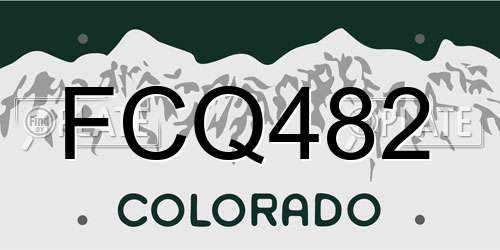 FCQ482 Colorado License Plate