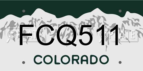 FCQ511 Colorado License Plate