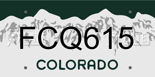 FCQ615 Colorado License Plate