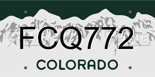 FCQ772 Colorado License Plate