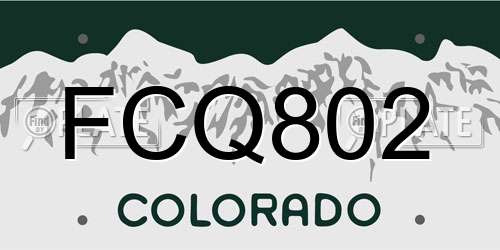 FCQ802 Colorado License Plate