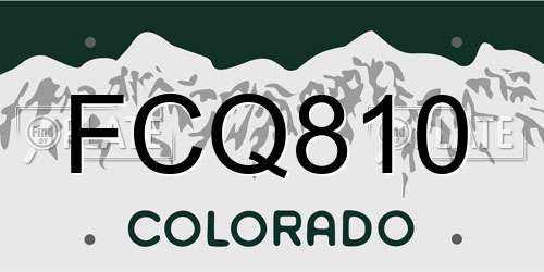 FCQ810 Colorado License Plate