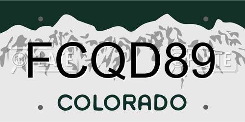 FCQD89 Colorado License Plate