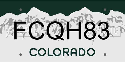 FCQH83 Colorado License Plate