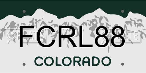 FCRL88 Colorado License Plate