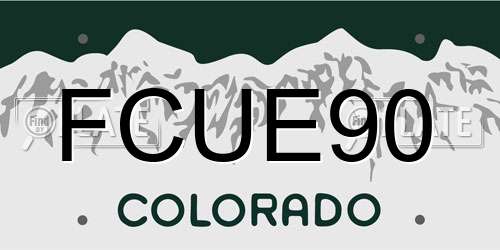 FCUE90 Colorado License Plate