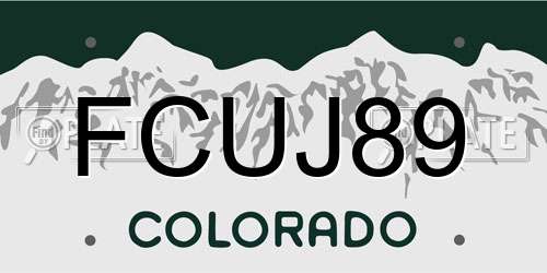 FCUJ89 Colorado License Plate