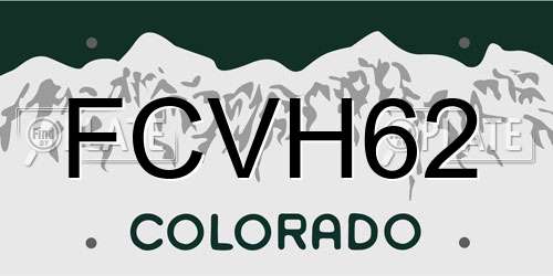 FCVH62 Colorado License Plate