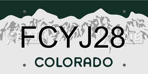 FCYJ28 Colorado License Plate